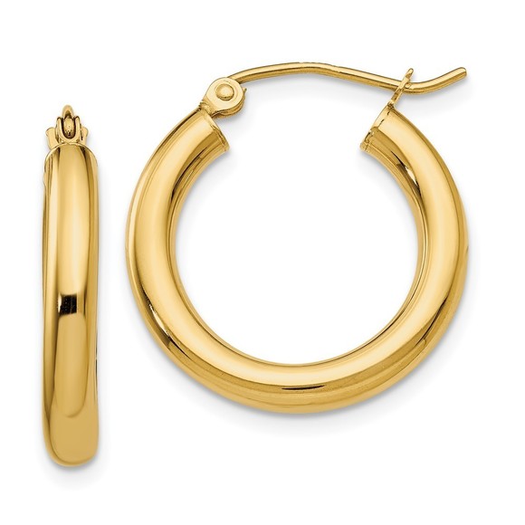 14k Polished 3mm Tube Hoop Earrings,All Products : American Fashion Style Bags On Sale